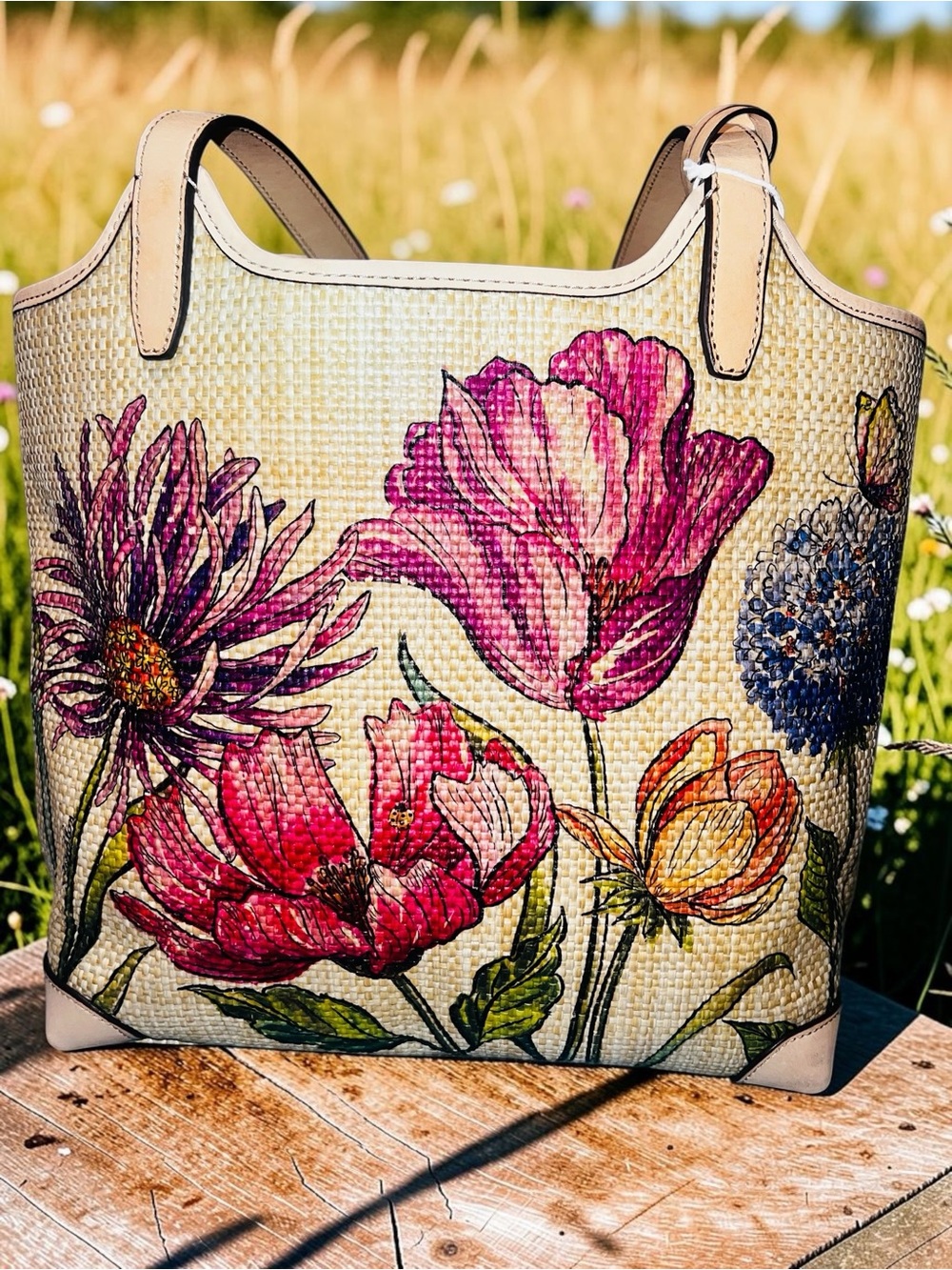 NWT Brighton Enchanted Garden "Naya" Floral Hand Woven Fabric Tote Handbag - Picture 4 of 15